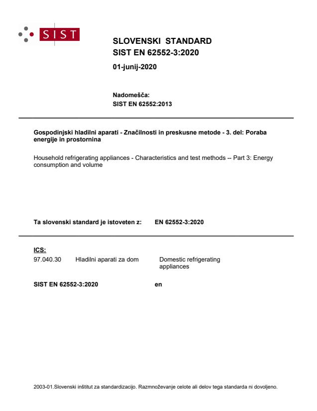 Sist En 3 Household Refrigerating Appliances Characteristics And Test Methods Part