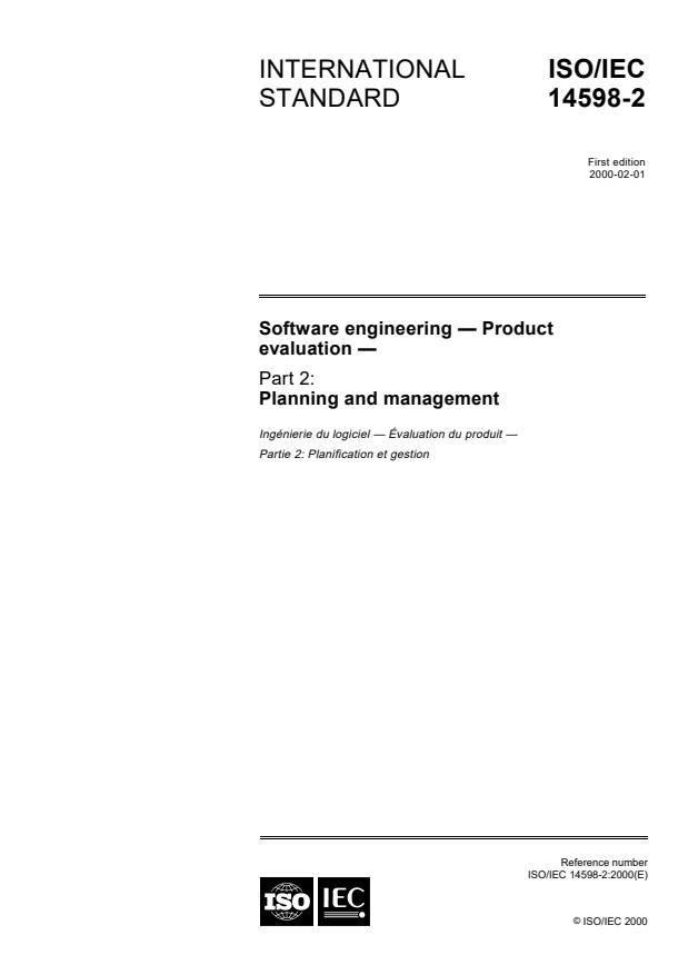 ISO/IEC 14598-2:2000 - Software engineering -- Product evaluation