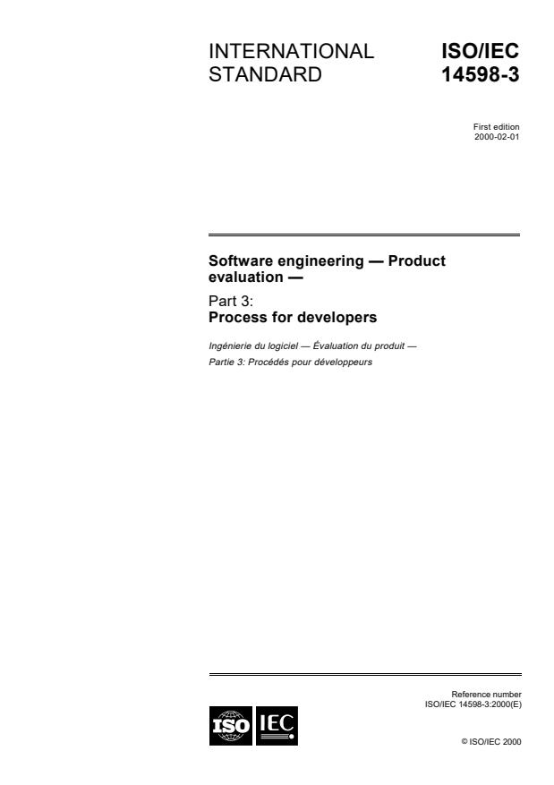 ISO/IEC 14598-3:2000 - Software engineering -- Product evaluation