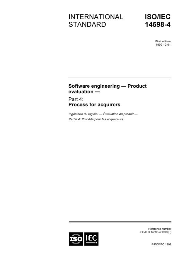 ISO/IEC 14598-4:1999 - Software engineering -- Product evaluation