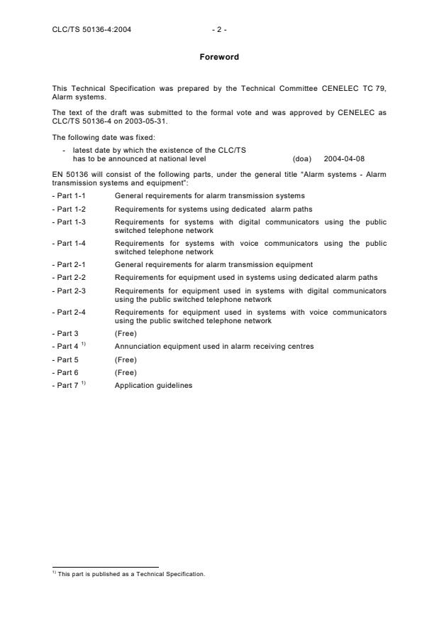 SIST-TS CLC/TS 50136-4:2004 SIST-TS CLC/TS 50136-4:2004 - Page 4 preview
