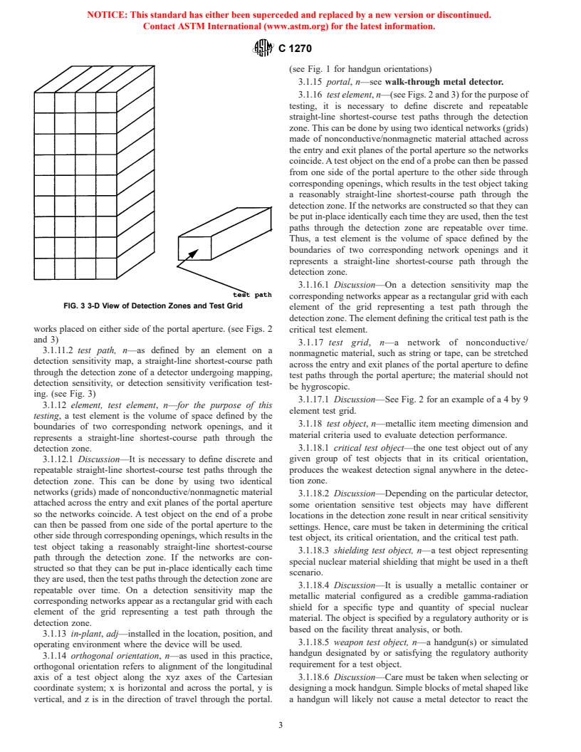 ASTM C1270-97 - Standard Practice for Detection Sensitivity Mapping of In-Plant Walk-Through Metal Detectors