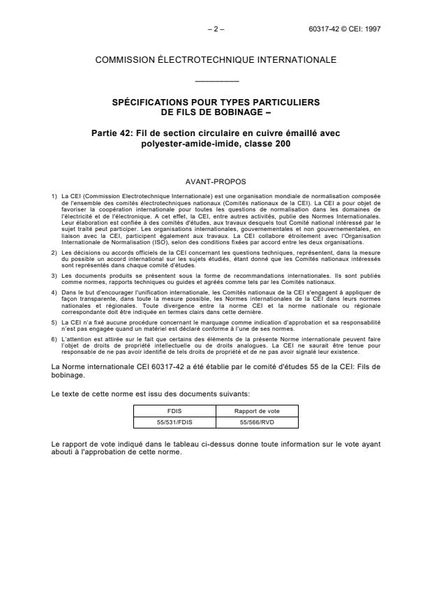 IEC 60317-42:1997 IEC 60317-42:1997 - Specifications for particular types of winding wires - Part 42:Polyester-amide-imide enamelled round copper wire, class 200 - Page 4 preview