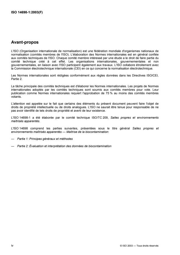 ISO 14698-1:2003 ISO 14698-1:2003 - Salles propres et environnements maîtrisés apparentés -- Maîtrise de la biocontamination - Page 4 preview