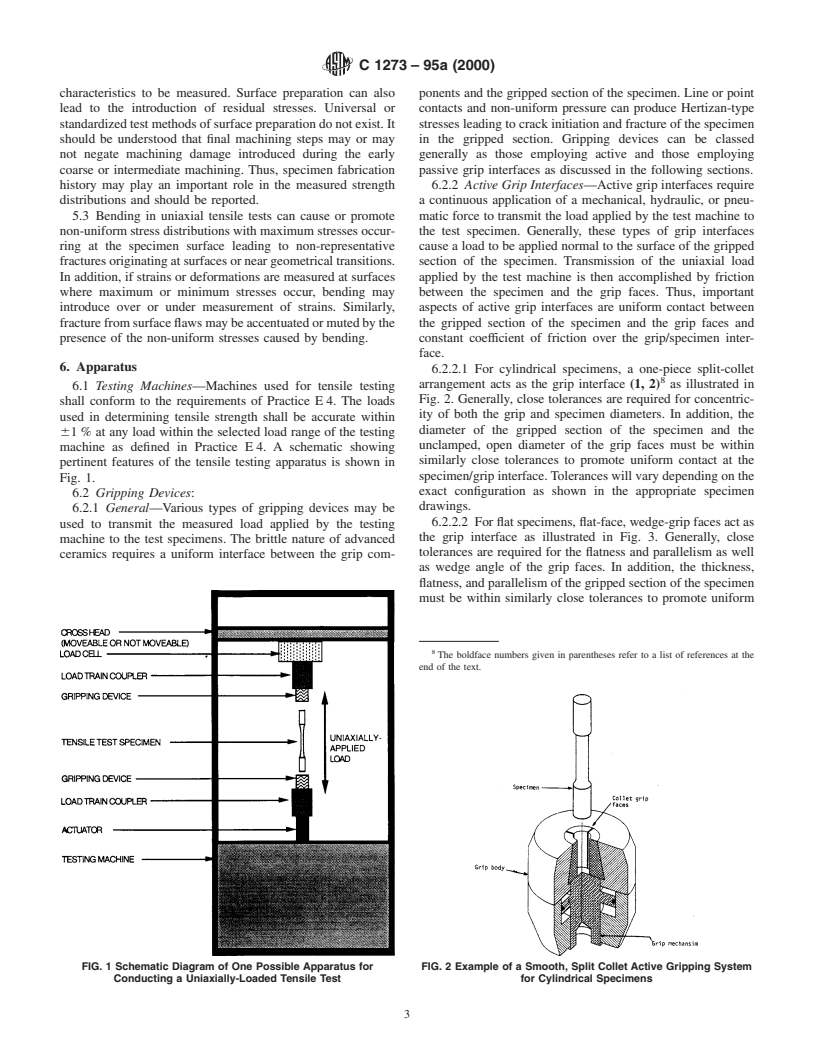 ASTM C1273-95a(2000) - Standard Test Method for Tensile Strength of Monolithic Advanced Ceramics at Ambient Temperatures