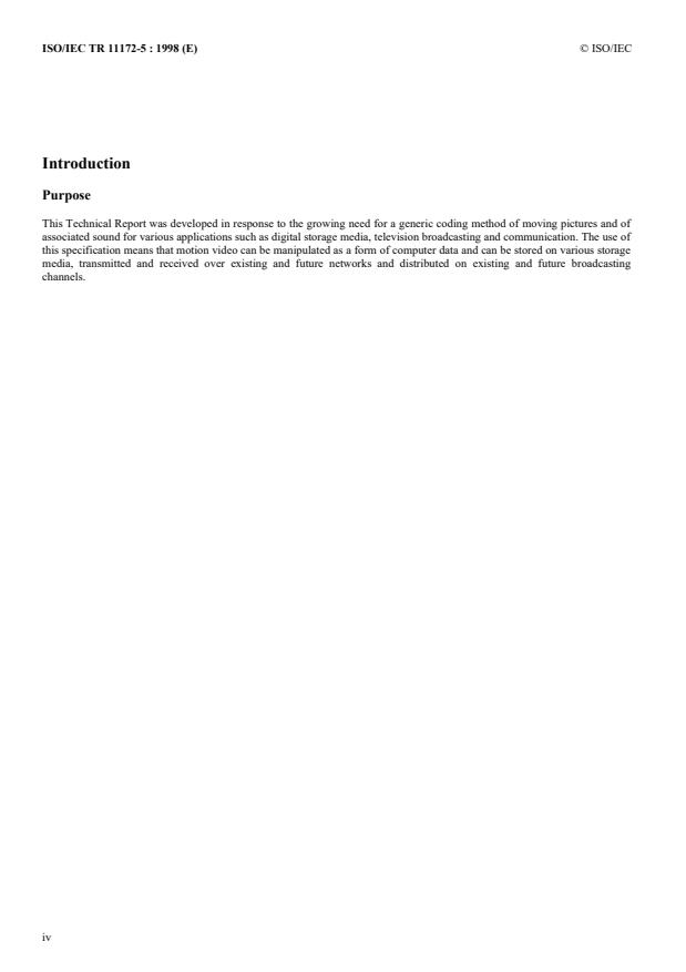 ISO/IEC TR 11172-5:1998 ISO/IEC TR 11172-5:1998 - Information technology -- Coding of moving pictures and associated audio for digital storage media at up to about 1,5 Mbit/s - Page 4 preview