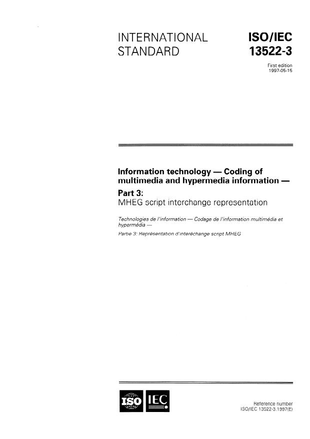 ISO/IEC 13522-3:1997 - Information technology -- Coding of multimedia and hypermedia information