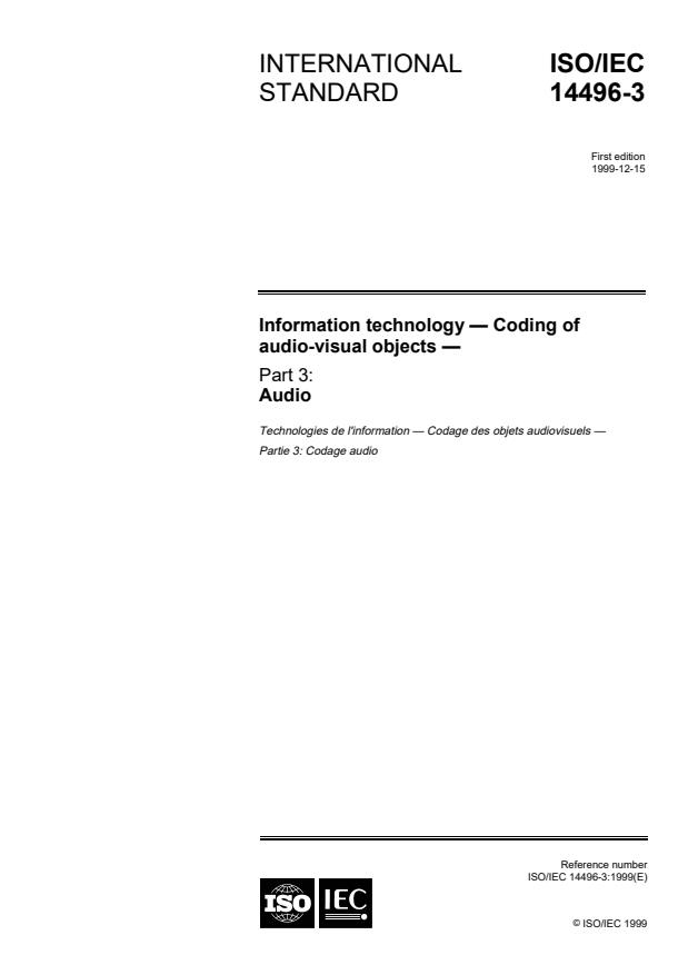 ISO/IEC 14496-3:1999 - Information technology -- Coding of audio-visual objects