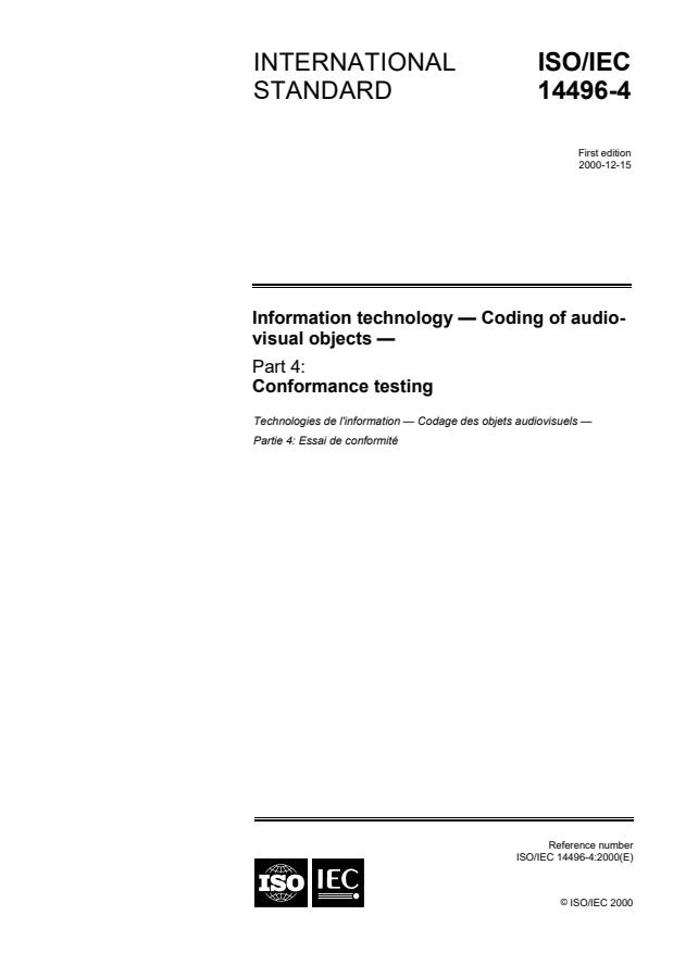 ISO/IEC 14496-4:2000 - Information technology -- Coding of audio-visual objects