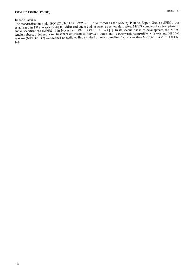 ISO/IEC 13818-7:1997 ISO/IEC 13818-7:1997 - Information technology -- Generic coding of moving pictures and associated audio information - Page 4 preview