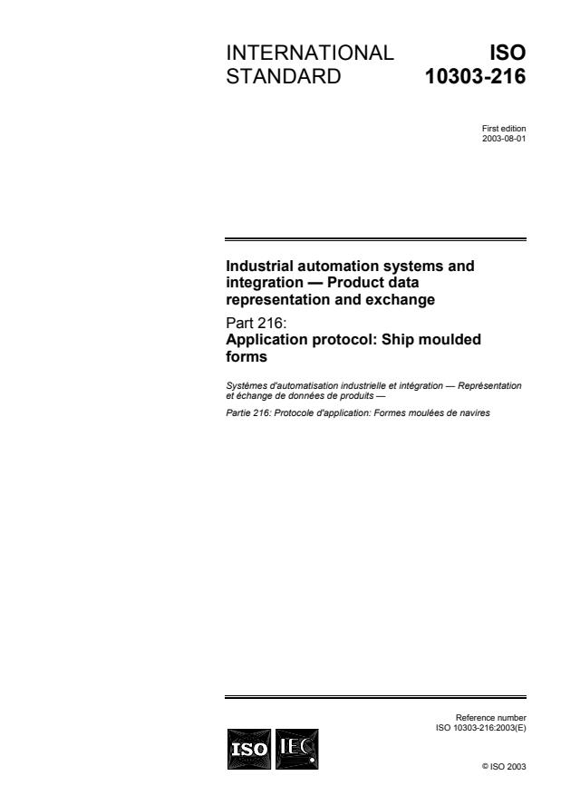 ISO 10303-216:2003 - Industrial automation systems and integration  -- Product data representation and exchange