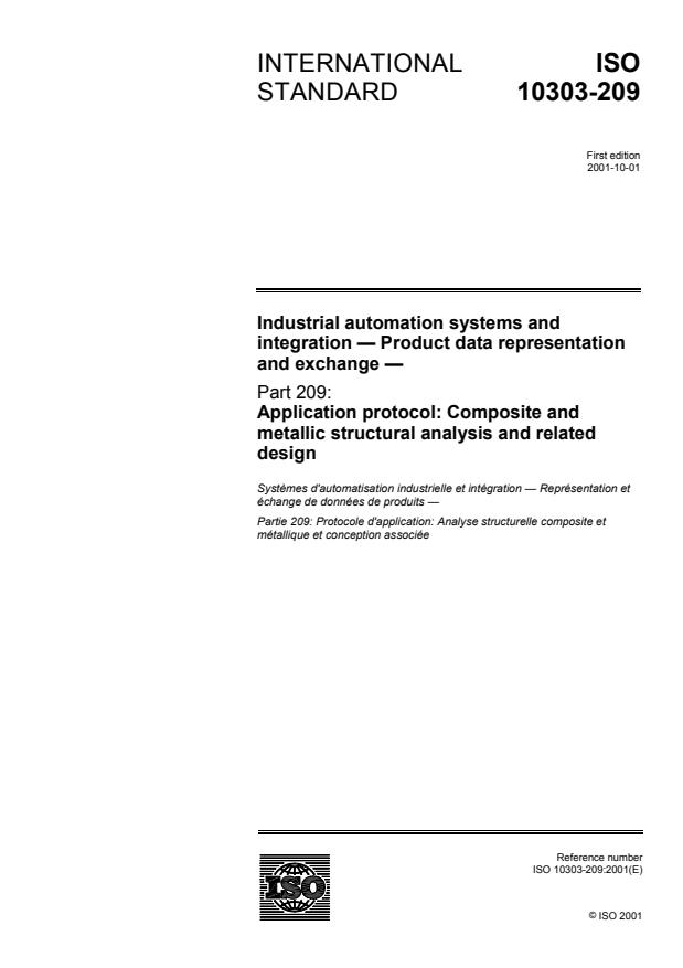 ISO 10303-209:2001 - Industrial automation systems and integration -- Product data representation and exchange