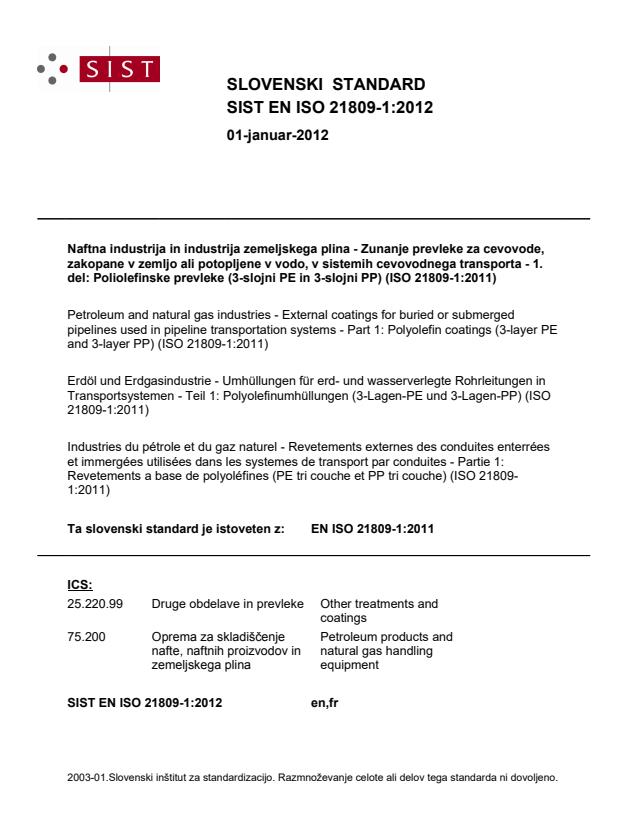 EN ISO 21809-1:2012 - BARVE