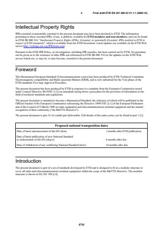 SIST EN 301 489-33 V1.1.1:2009 ETSI EN 301 489-33 V1.1.1 (2008-12) - Electromagnetic compatibility and Radio spectrum Matters (ERM); ElectroMagnetic Compatibility (EMC) standard for radio equipment and services; Part 33: Specific conditions for Ultra Wide Band (UWB) communications devices - Page 4 preview