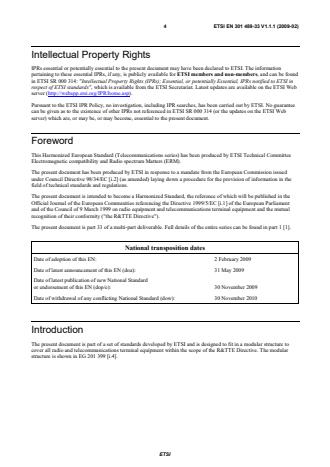 SIST EN 301 489-33 V1.1.1:2009 ETSI EN 301 489-33 V1.1.1 (2009-02) - Electromagnetic compatibility and Radio spectrum Matters (ERM); ElectroMagnetic Compatibility (EMC) standard for radio equipment and services; Part 33: Specific conditions for Ultra Wide Band (UWB) communications devices - Page 4 preview