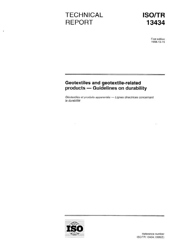 ISO/TR 13434:1998 - Geotextiles and geotextile-related products -- Guidelines on durability