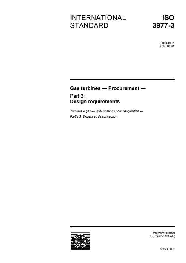 ISO 3977-3:2002 - Gas turbines -- Procurement