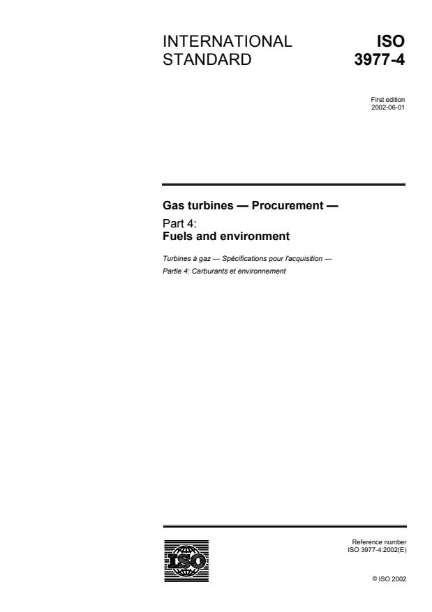 ISO 3977-4:2002 - Gas turbines -- Procurement