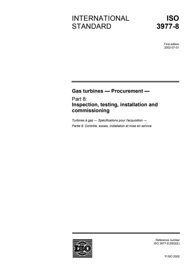 ISO 3977-8:2002 - Gas turbines -- Procurement
