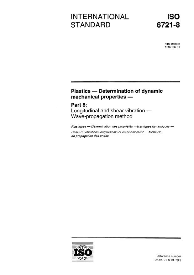 ISO 6721-8:1997 - Plastics -- Determination of dynamic mechanical properties