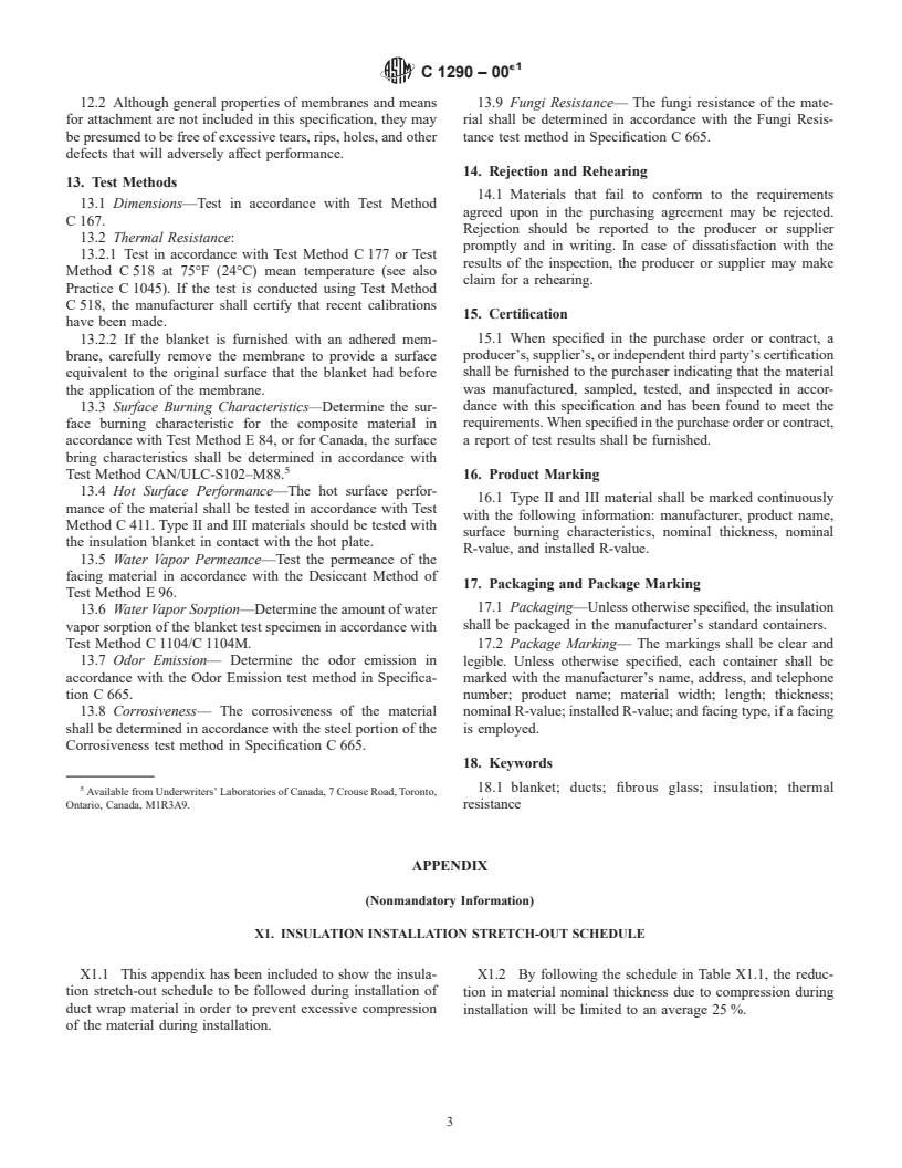 ASTM C1290-00e1 - Standard Specification for Flexible Fibrous Glass Blanket Insulation Used to Externally Insulate HVAC Ducts