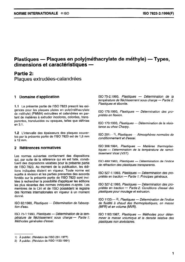 ISO 7823-2:1996 - Plastiques -- Plaques en poly(méthacrylate de méthyle) -- Types, dimensions et caractéristiques