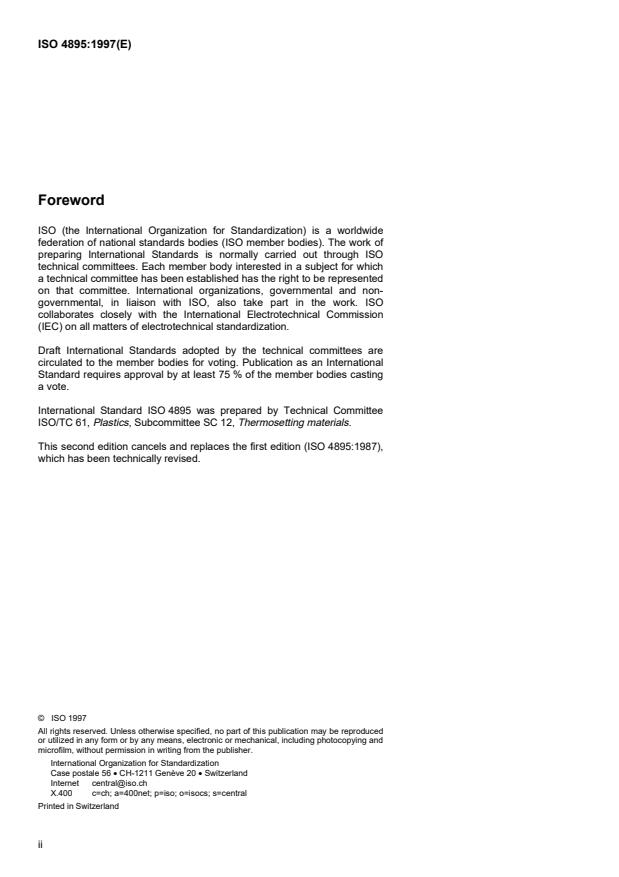 ISO 4895:1997 ISO 4895:1997 - Plastics -- Liquid epoxy resins -- Determination of tendency to crystallize - Page 2 preview