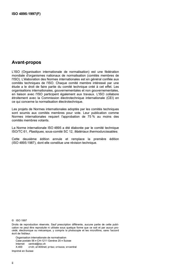 ISO 4895:1997 ISO 4895:1997 - Plastiques -- Résines époxydes liquides -- Détermination de la tendance a la cristallisation - Page 2 preview
