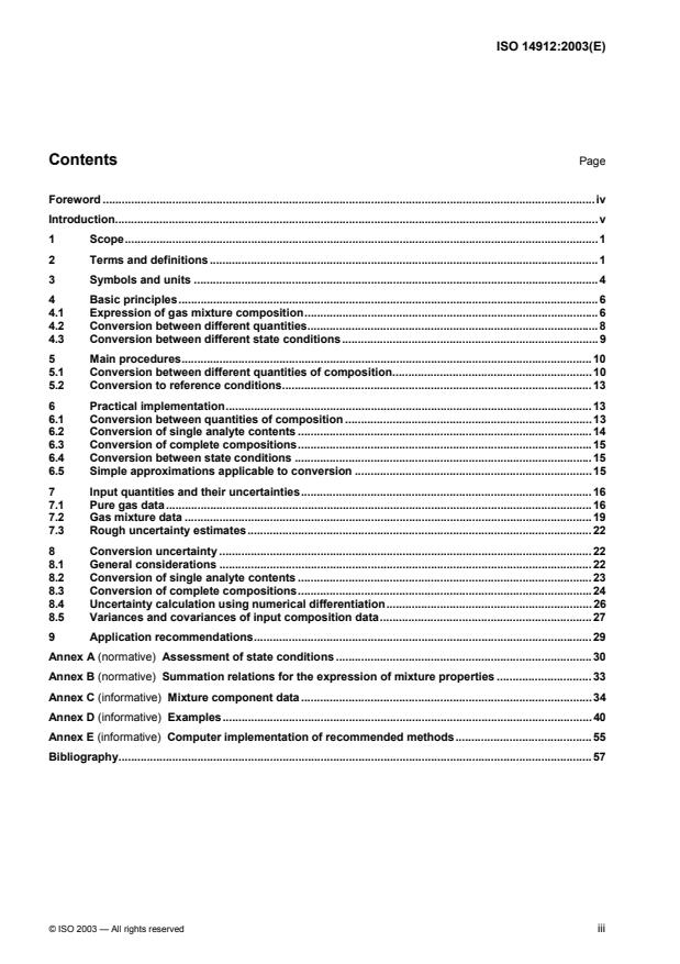 ISO 14912:2003 - Gas analysis -- Conversion of gas mixture composition data