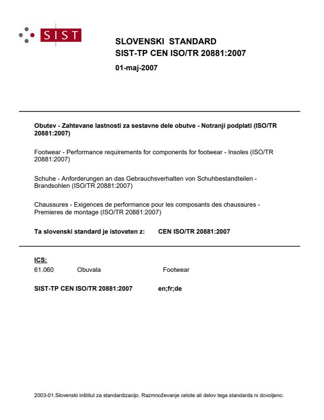 TP CEN ISO/TR 20881:2007