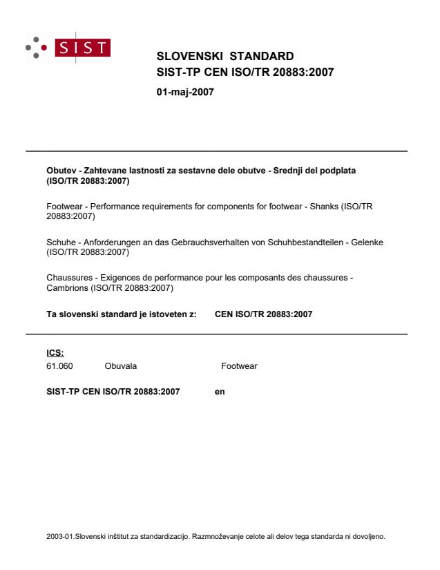TP CEN ISO/TR 20883:2007