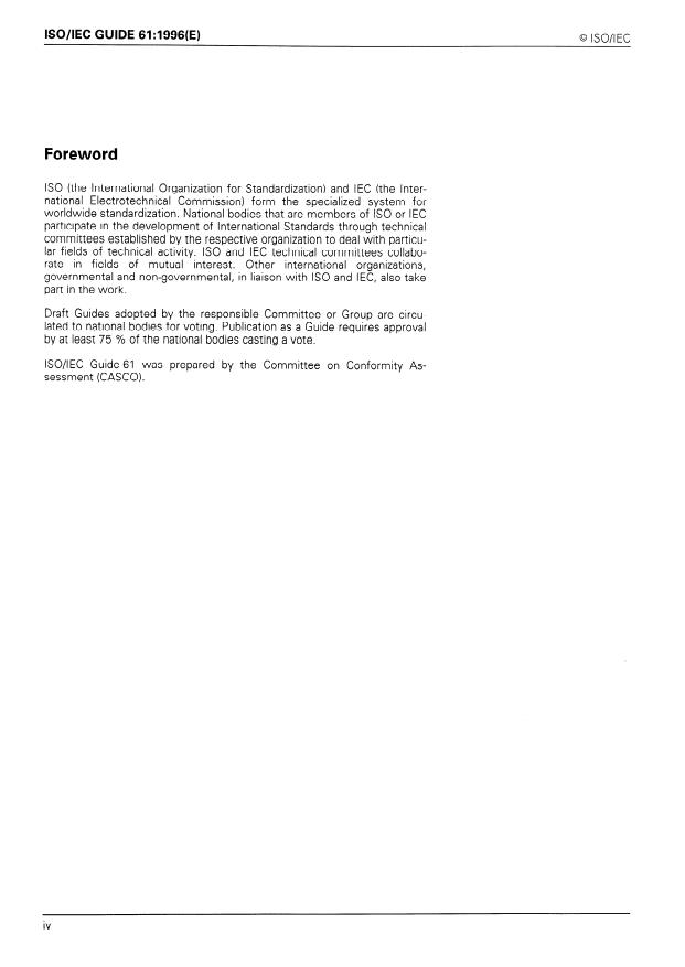 ISO/IEC Guide 61:1996 ISO/IEC Guide 61:1996 - General requirements for assessment and accreditation of certification/registration bodies - Page 4 preview