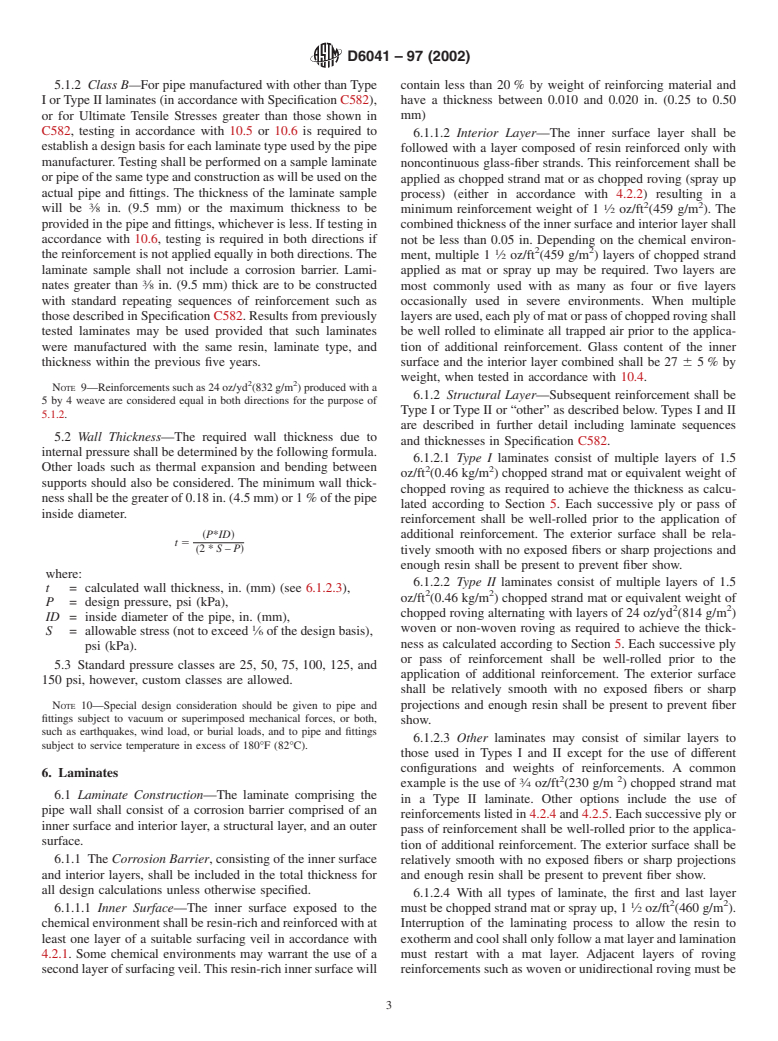 ASTM D6041-97(2002) - Standard Specification for Contact-Molded "Fiberglass" (Glass-Fiber-Reinforced Thermosetting Resin) Corrosion Resistant Pipe and Fittings (Withdrawn 2011)