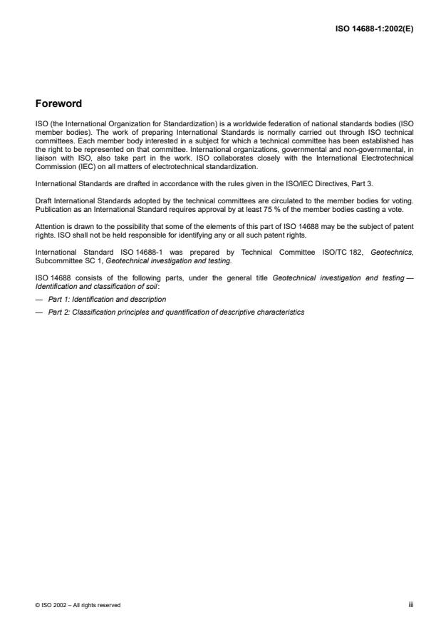 ISO 14688-1:2002 - Geotechnical investigation and testing -- Identification and classification of soil