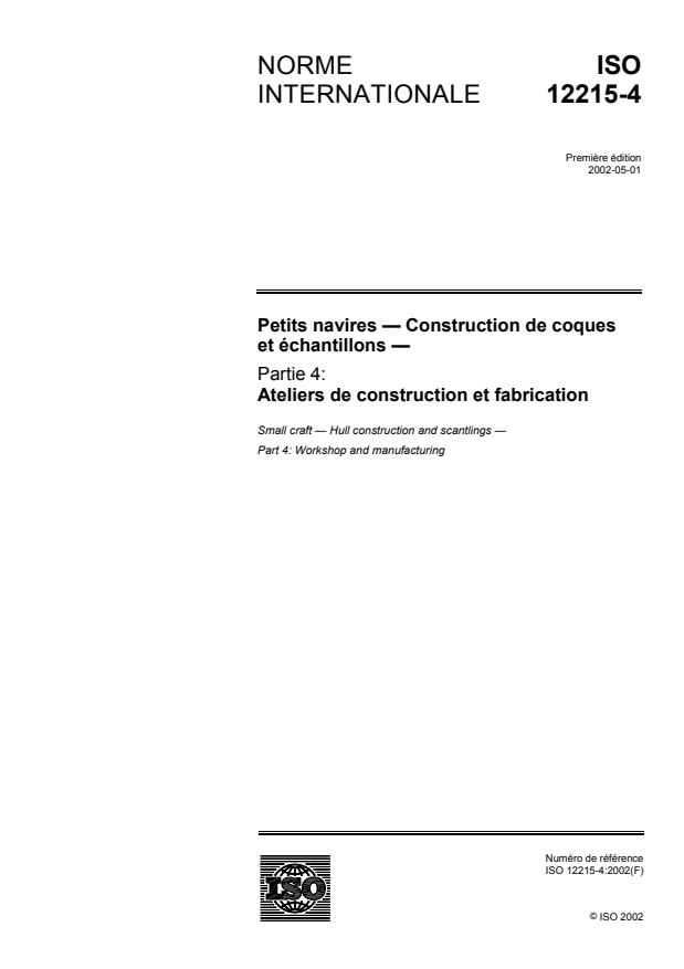 ISO 12215-4:2002 - Petits navires -- Construction de coques et échantillons