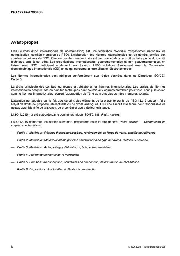 ISO 12215-4:2002 ISO 12215-4:2002 - Petits navires -- Construction de coques et échantillons - Page 4 preview
