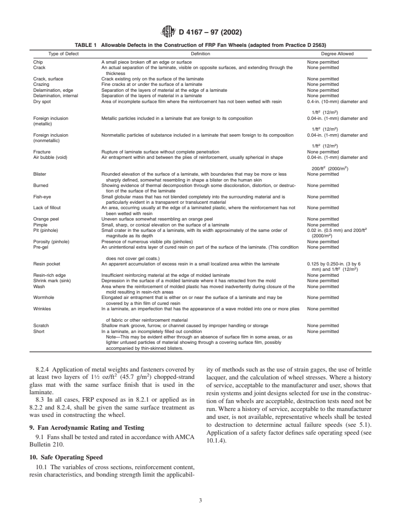 ASTM D4167-97(2002) - Standard Specification for Fiber-Reinforced Plastic Fans and Blowers