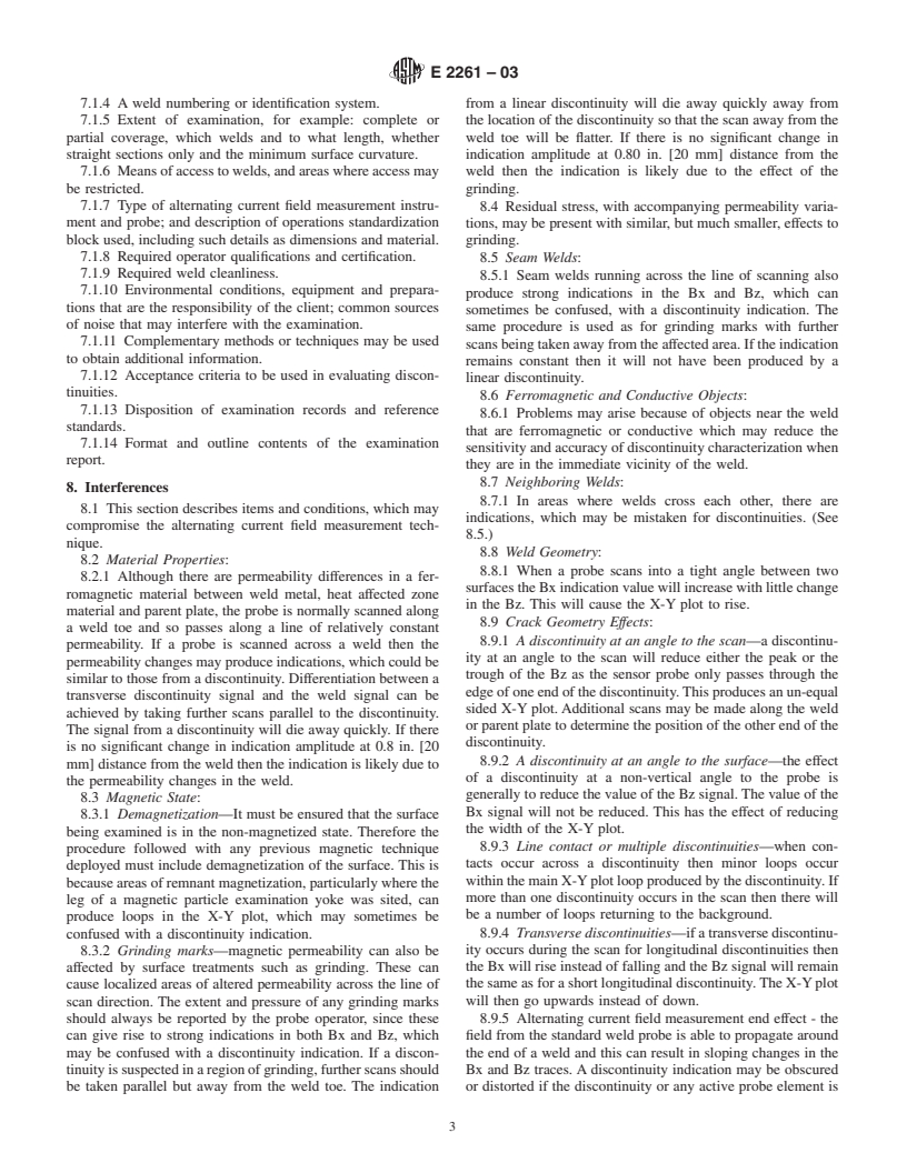 ASTM E2261-03 - Standard Practice for Examination of Welds Using the Alternating Current Field Measurement Technique