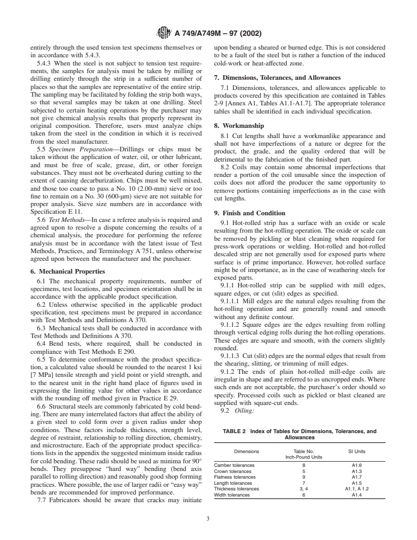 ASTM A749/A749M-97(2002) - Standard Specification for Steel, Strip, Carbon and High-Strength, Low-Alloy, Hot-Rolled, General Requirements for