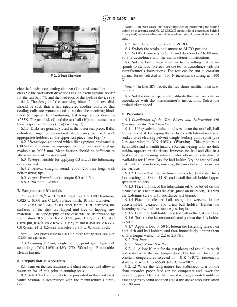 ASTM D6425-02 - Standard Test Method for Measuring Friction and Wear Properties of Extreme Pressure (EP) Lubricating  Oils Using SRV Test Machine