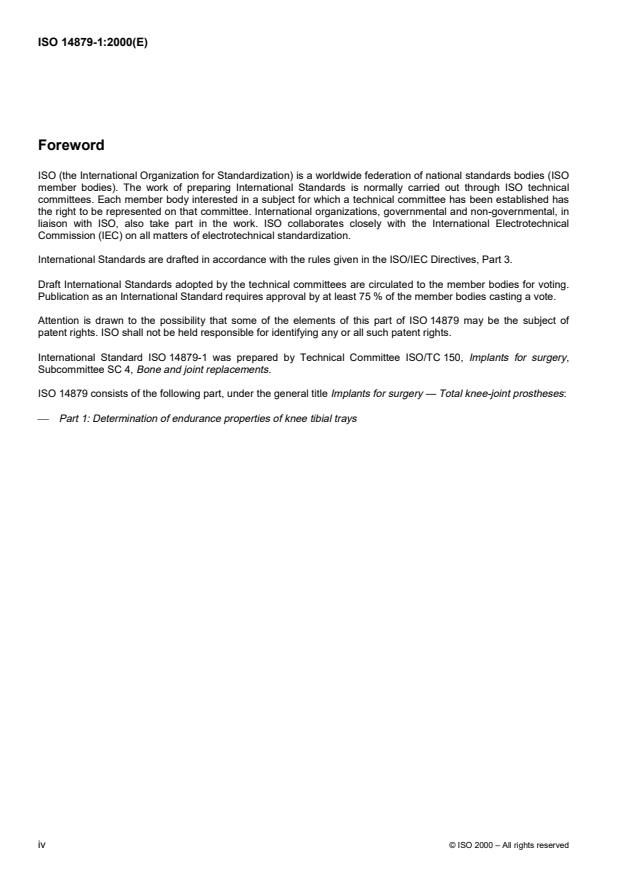 ISO 14879-1:2000 ISO 14879-1:2000 - Implants for surgery -- Total knee-joint prostheses - Page 4 preview