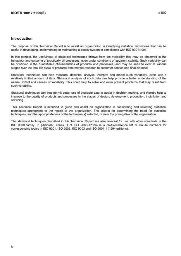 ISO/TR 10017:1999 ISO/TR 10017:1999 - Guidance on statistical techniques for ISO 9001:1994 - Page 4 preview