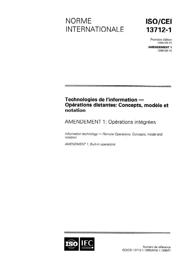 ISO/IEC 13712-1:1995/Amd 1:1996 - Opérations intégrées