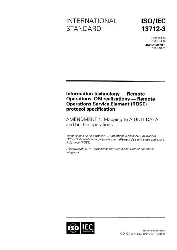 ISO/IEC 13712-3:1995/Amd 1:1996 - Mapping to A-UNIT-DATA and built-in operations