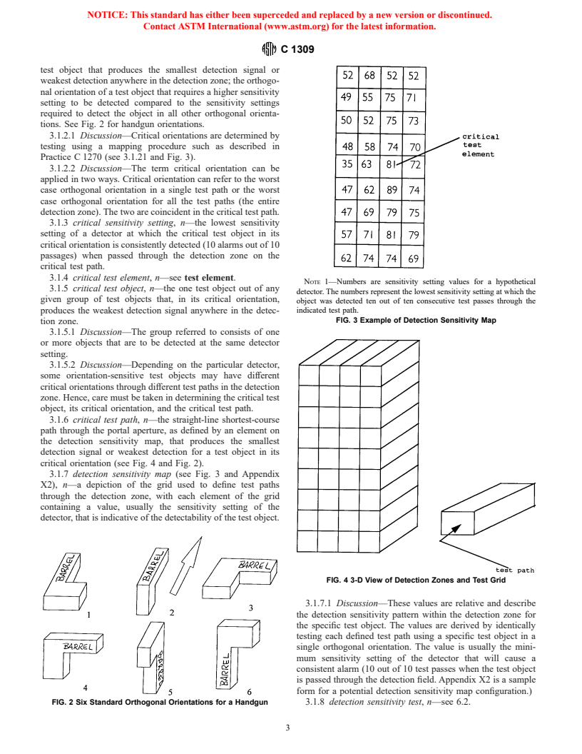 ASTM C1309-97 - Standard Practice for Performance Evaluation of In-Plant Walk-Through Metal Detectors