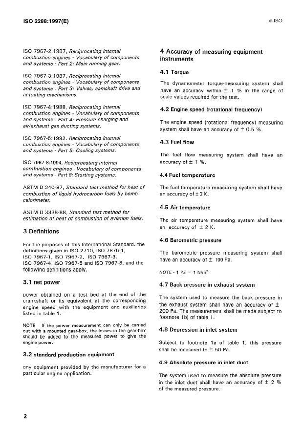 ISO 2288:1997 ISO 2288:1997 - Agricultural tractors and machines -- Engine test code -- Net power - Page 4 preview