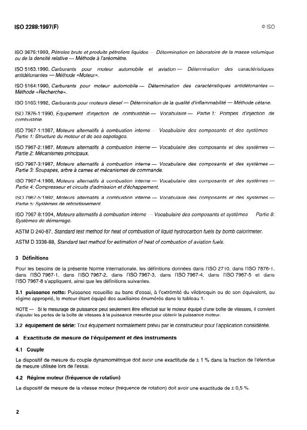 ISO 2288:1997 ISO 2288:1997 - Tracteurs et machines agricoles -- Code d'essai des moteurs -- Puissance nette - Page 4 preview