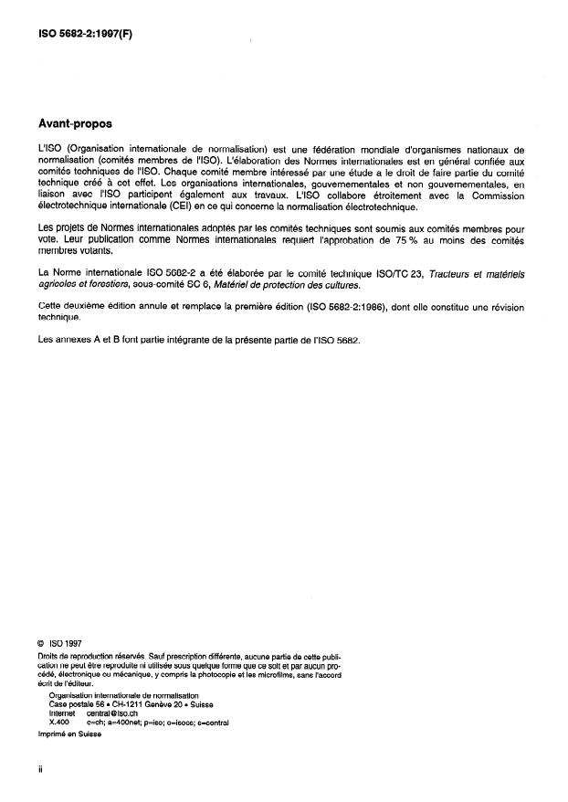 ISO 5682-2:1997 ISO 5682-2:1997 - Matériel de protection des cultures -- Équipement de pulvérisation - Page 2 preview