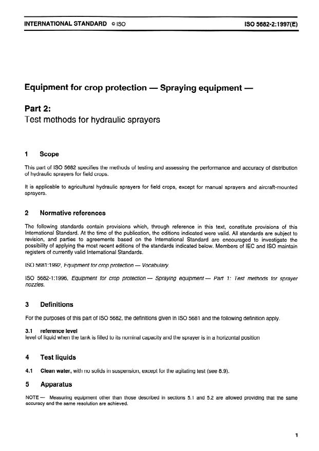 ISO 5682-2:1997 - Equipment for crop protection -- Spraying equipment
