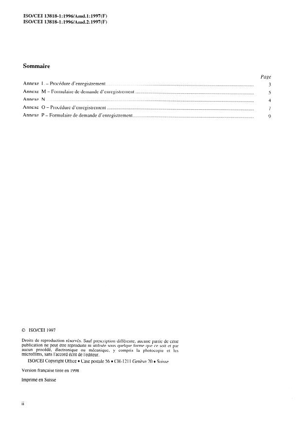 ISO/IEC 13818-1:1996/Amd 1:1997 ISO/IEC 13818-1:1996/Amd 1:1997 - Procédure d'enregistrement pour "identificateur de droits d'auteur" - Page 2 preview